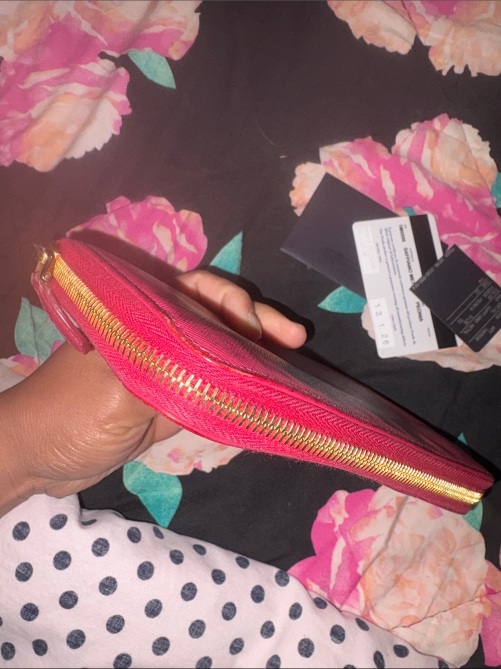 Prada Saffiano Zip-Around Wallet in Peonia Pink with Gold Hardware - Picture 7 of 15
